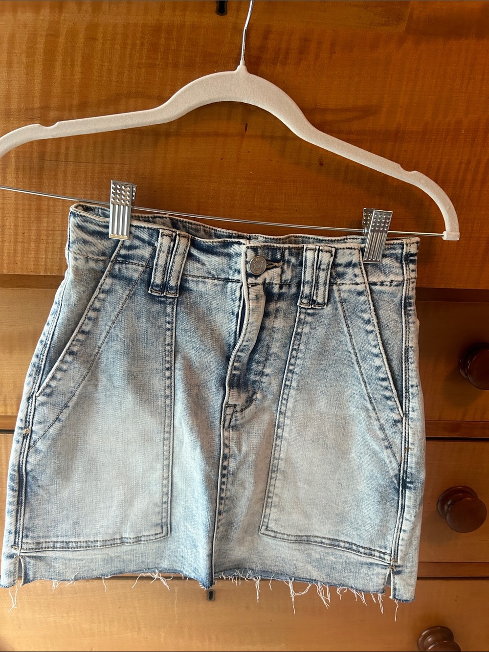 Light Wash Denim Mini Skirt - Classic Casual